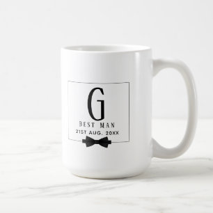 Taza De Café Padrino de Boda Corbata de Lazo Monogramática Grac