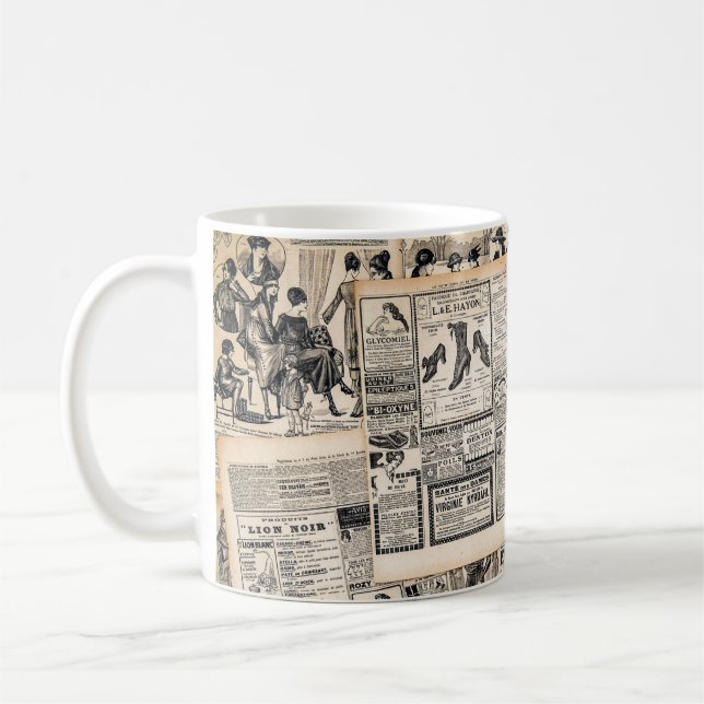 Taza De Café Página de anuncios de periódicos antiguos (Izquierda)
