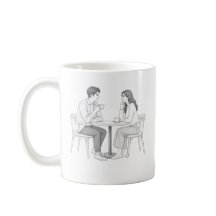 Página para colorear de cita de café de pareja rom