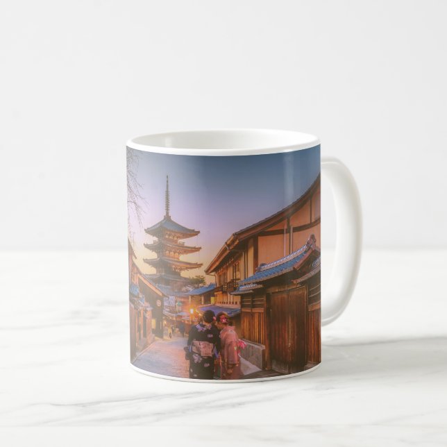 Taza De Café Pagoda al atardecer en Kioto Japón (Anverso derecho)