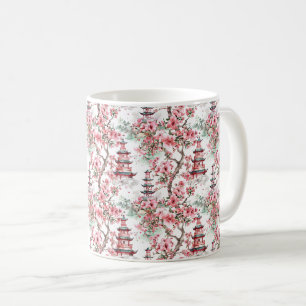 Taza De Café Pagoda china acuarela - Flores de cerezo (10)