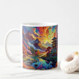 Taza De Café Pagoda y paisaje coloreado