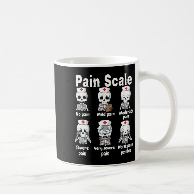 Taza De Café Pain Scale Cute Nurse Skeleton Halloween Trauma Fu (Derecha)