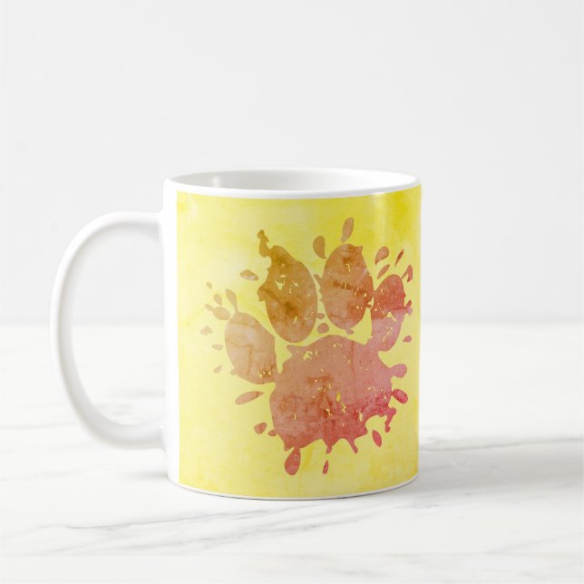 Taza De Café Paint Splatter Dog Paw Print (Izquierda)
