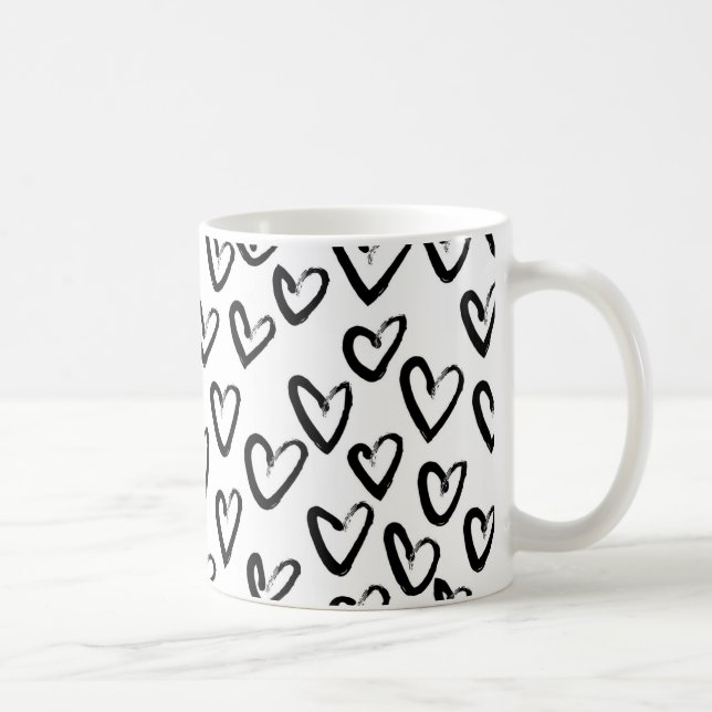 Taza De Café Paint Stroke Heart Pattern (Derecha)