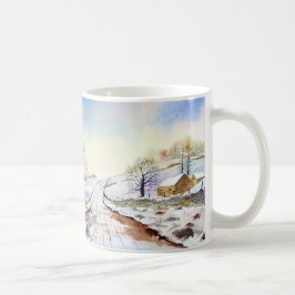 Taza De Café Paintaje paisajístico de color de agua de las vías