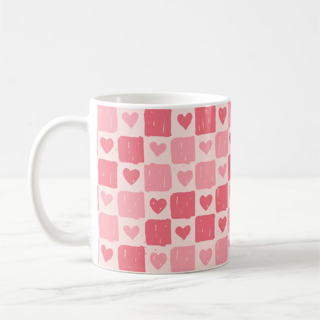 Taza De Café Painted Hearts Love Pattern Classic Mug (Izquierda)