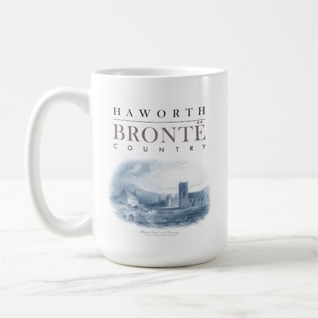 Taza De Café País Bronte con Iglesia Haworth y Parsonage (Izquierda)