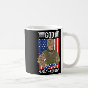 Taza De Café País de la familia de Dios Estados Unidos Soldado 