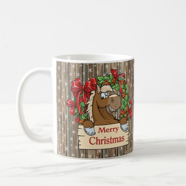 Taza De Café País Navidades Occidentales Caballos Barnwood Y Ni (Izquierda)