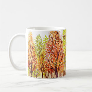 Taza De Café Paisaje acuático con árboles de otoño