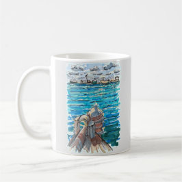 Taza De Café Paisaje acuático sereno en San Juan de Ulua, Verac