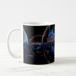 Taza De Café Paisaje alienígena surrealista - Luz azul