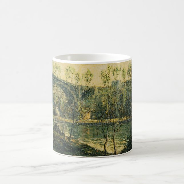 Taza De Café Paisaje con río y puente: primavera por la mañana (Centro)