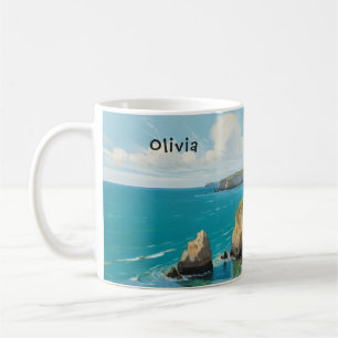 Taza De Café Paisaje costero playa del océano personalizado