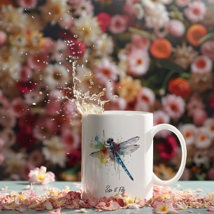 Taza De Café Paisaje de ensueño con libélula, personalizado