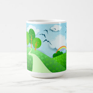 Taza De Café Paisaje de fantasía, barro