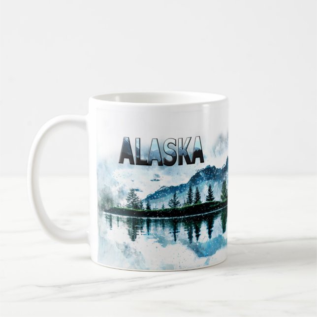Taza De Café Paisaje de la montaña acuática de Alaska (Izquierda)