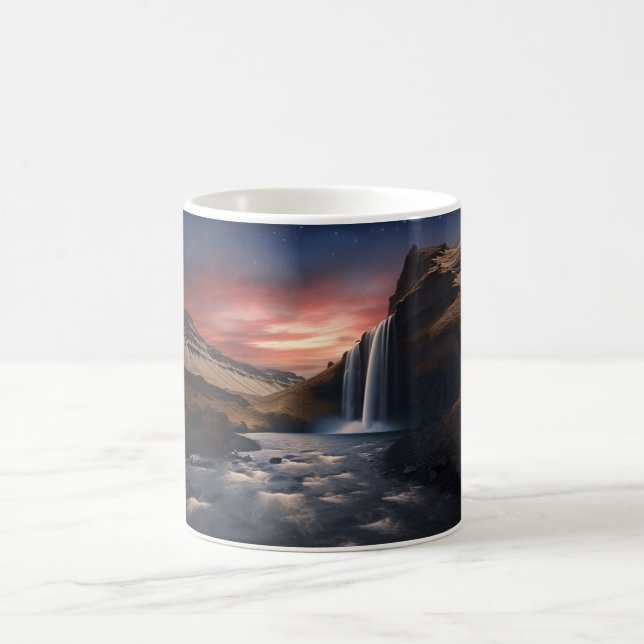 Taza De Café Paisaje de las cascadas de Islandia (Centro)