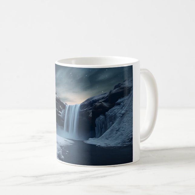Taza De Café Paisaje de las cascadas de Islandia (Anverso derecho)