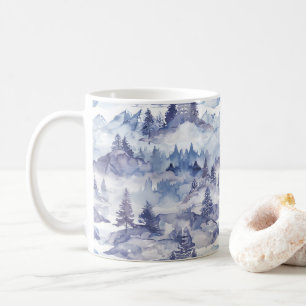 Taza De Café Paisaje de montaña acuarela