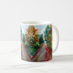 Taza De Café Paisaje de otoño acuarela Clásico Mug Blanco