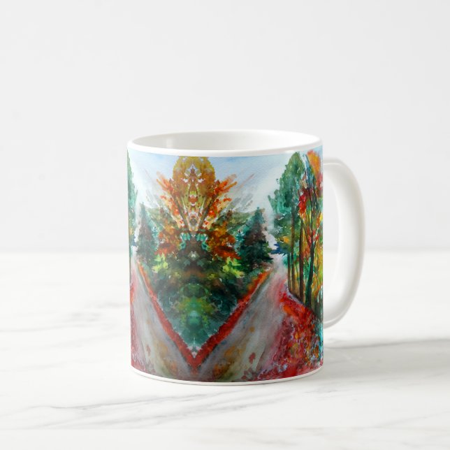 Taza De Café Paisaje de otoño acuarela Clásico Mug Blanco (Anverso derecho)