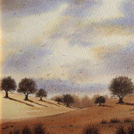 Taza De Café paisaje de otoño escénico arte original