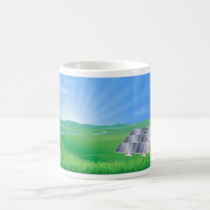 Taza De Café Paisaje de Paneles Solares Ecológicos