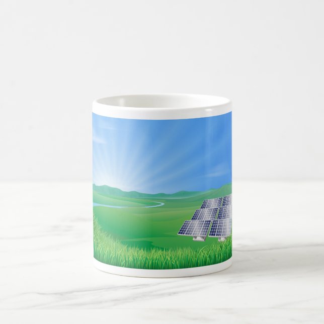 Taza De Café Paisaje de Paneles Solares Ecológicos (Centro)