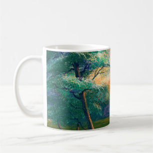 Taza De Café Paisaje de pintura de arte digital, río en la prim