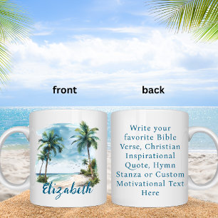 Taza De Café Paisaje de playa personalizado con versículo bíbli
