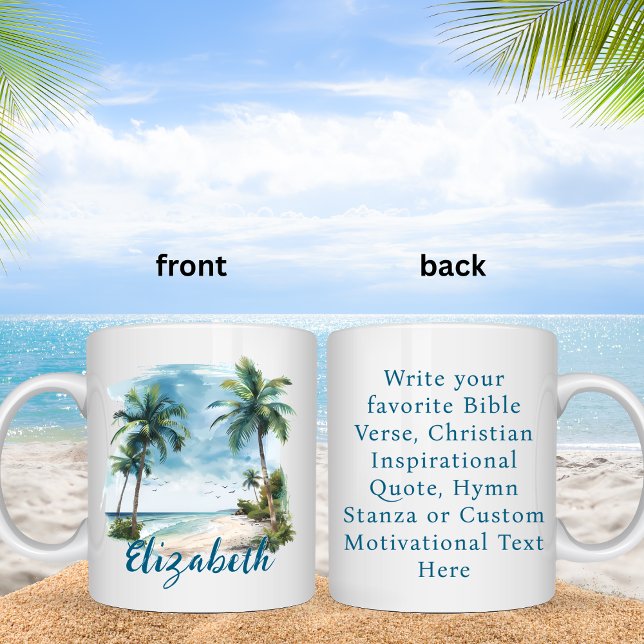 Taza De Café Paisaje de playa personalizado con versículo bíbli (Subido por el creador)