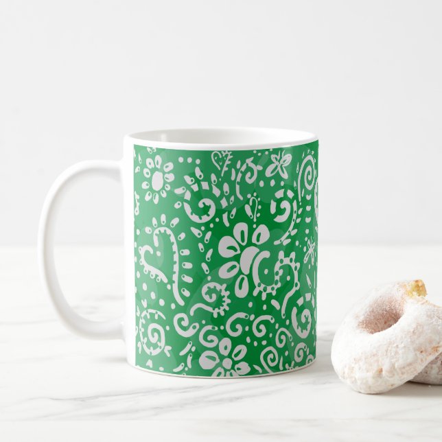 Taza De Café Paisaje del corazón verde (Con donut)