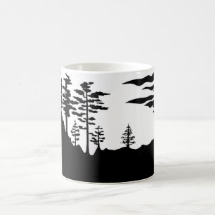 Taza De Café Paisaje del monocromo de la silueta