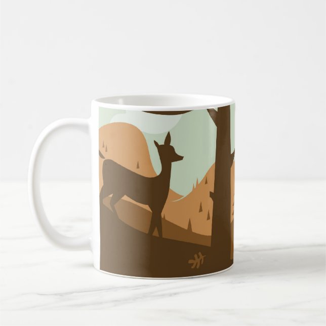 Taza De Café Paisaje del otoño con los ciervos (Izquierda)