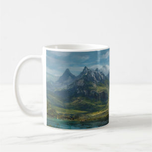 Taza De Café Paisaje del río de las montañas