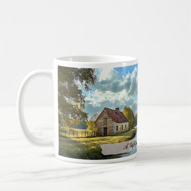Taza De Café Paisaje del río rural en inglés personalizable (Izquierda)