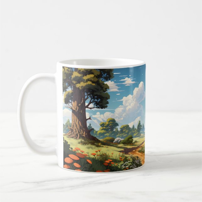 Taza De Café Paisaje Forestal En La Temporada De Verano (Izquierda)