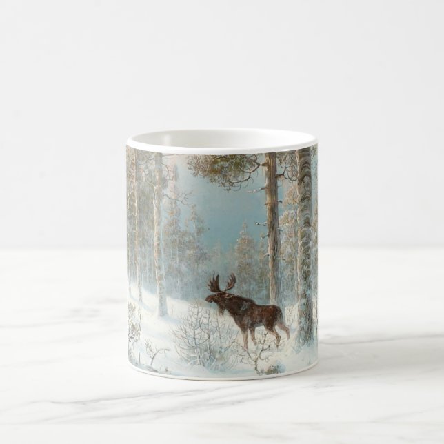 Taza De Café Paisaje invernal con alce (Centro)