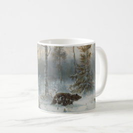 Taza De Café Paisaje invernal con oso marrón