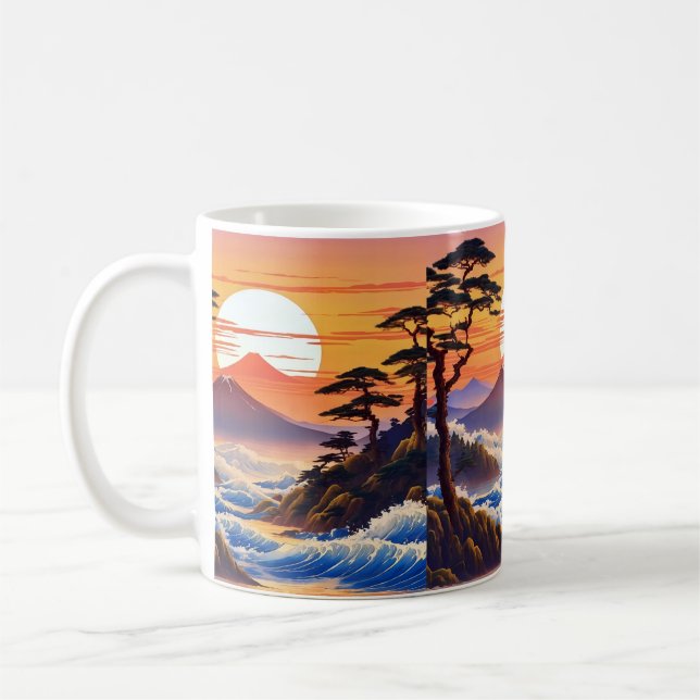 Taza De Café Paisaje japonés del sol (Izquierda)