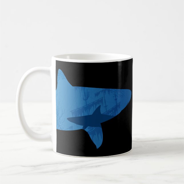 Taza De Café Paisaje marino submarino del Tiburón (Izquierda)