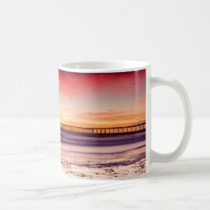 Taza De Café Paisaje marino y muelle al atardecer, CA