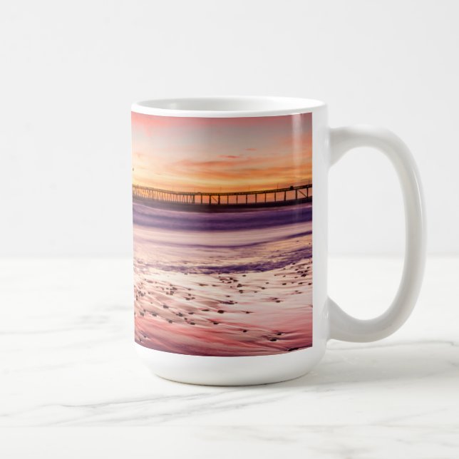 Taza De Café Paisaje marino y muelle al atardecer, CA (Derecha)