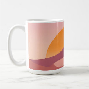 Taza De Café Paisaje minimalista del desierto con luna y puesta