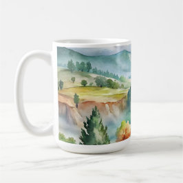 Taza De Café Paisaje montañoso acuarela
