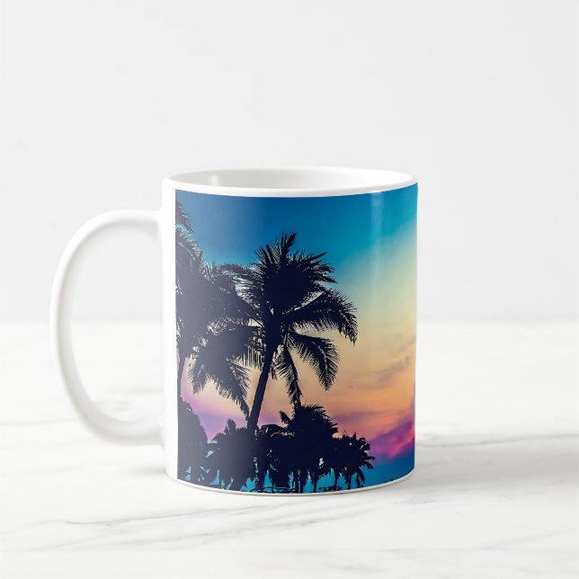 Taza De Café Paisaje natural con palmeras de piscina (Izquierda)