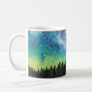 Taza De Café Paisaje nocturno acuarela, Vía Láctea
