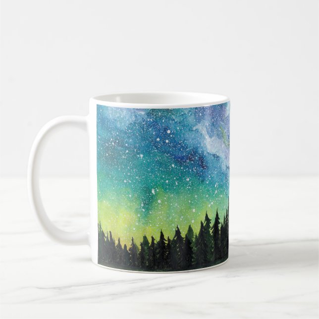 Taza De Café Paisaje nocturno acuarela, Vía Láctea (Izquierda)
